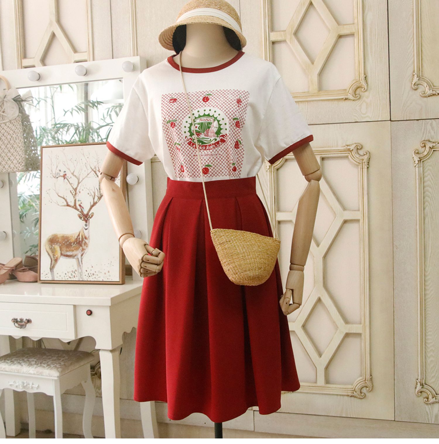 Sicily. Mùa xuân và mùa hè mới đại học gió hoang dã eo cao Một từ váy pettiskirt dài váy xếp li - Váy chân váy chữ a