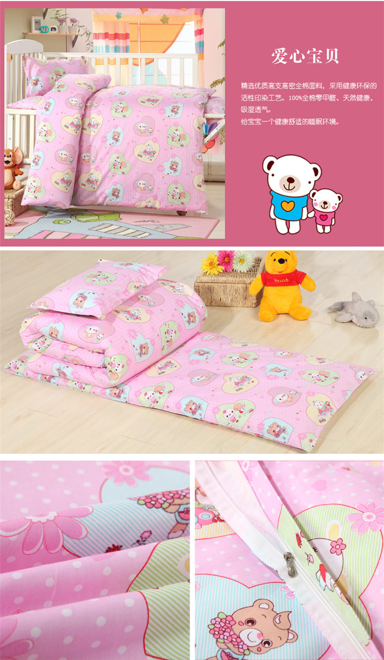 Trẻ em mẫu giáo của quilt ba mảnh cotton bé nap bộ đồ giường nhỏ bé cotton bộ đồ giường với core sáu mảnh