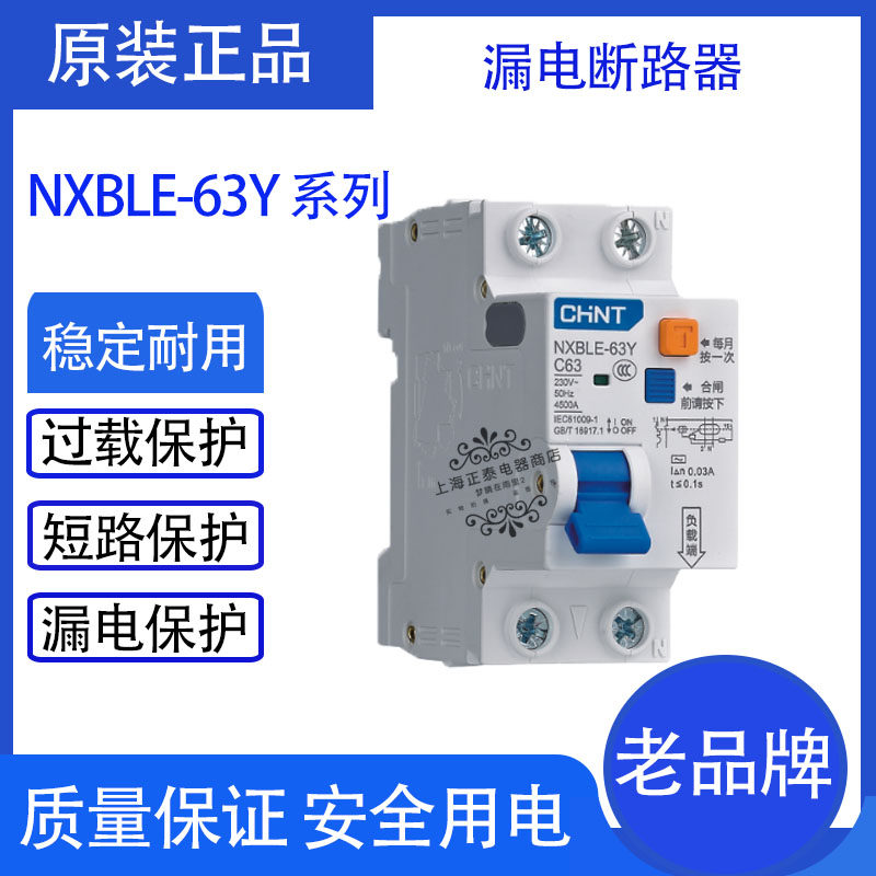 Positive Tai leakage circuit breaker NXBLE-63Y63A 2 bits double wire small air switch with leakage high power