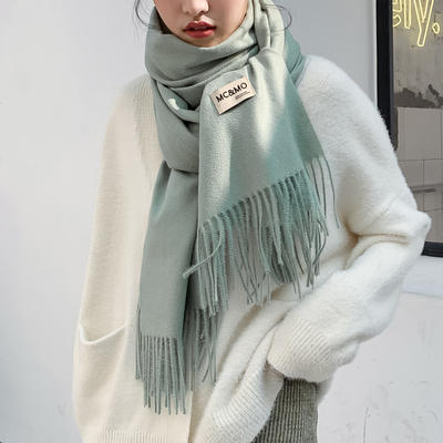 New solid-color faux cashmere scarf for women, Korean and Japanese style, fashionable and versatile, warm and thick shawl for autumn and winter, women's scarf
