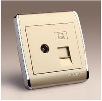 Tel Power Computer TV Socket 86TH Champagne Golden Panel Cable TV Network Wire Integrated Socket