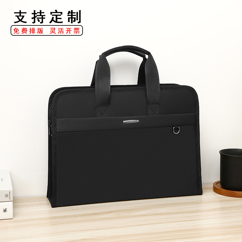 Briefcase Men's Pack File Package Customized a4 File Bag Zipper Cashier Bag kit handbag Male Briefcase Lady Commuter Business business Government Conference Package Computer Package 848-Taobao