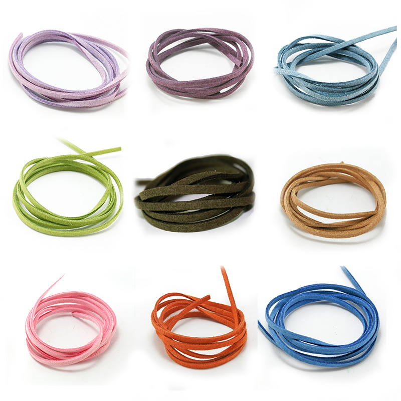 DIY handmade trang sức phụ kiện chất liệu vòng tay vòng cổ vòng chân dây thừng 3 mặt nhung Hàn Quốc dây da vuông 1 m - Vòng chân lắc chân thủ công