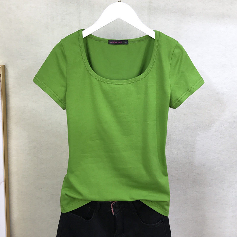 纯棉短袖T恤女圆领上衣夏装修身百搭纯白色瑜伽运动打底衫女体恤详情18