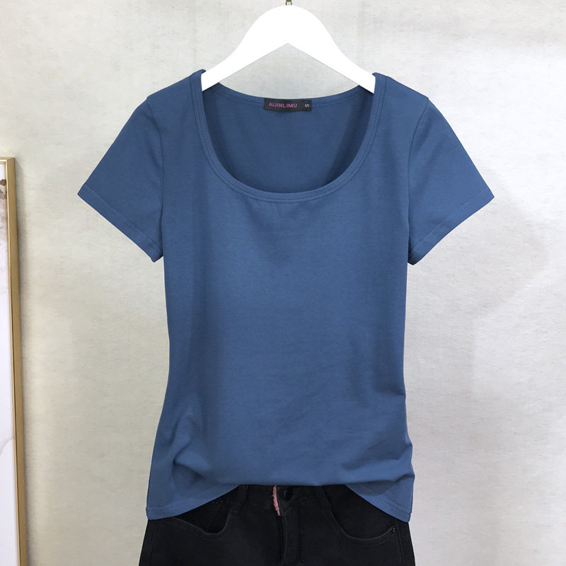 纯棉短袖T恤女圆领上衣夏装修身百搭纯白色瑜伽运动打底衫女体恤详情7