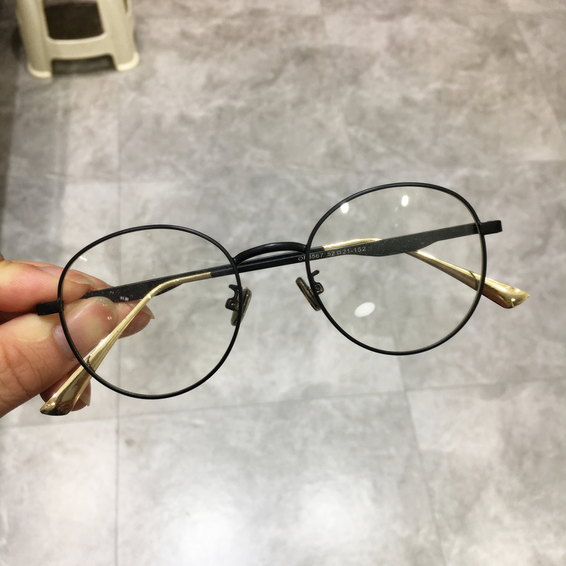 KB mới kính đỏ retro gọng kính tròn lạnh gió toàn khung kim loại dày đặc có cận thị kính dolce & gabbana