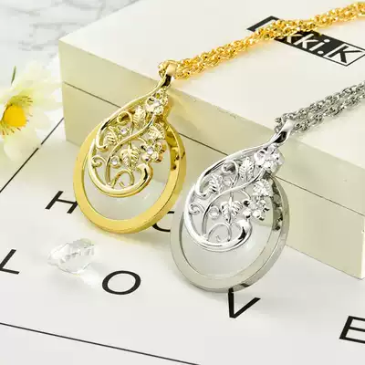Fashion necklace magnifying glass 4 5 times portable magnification reading book look at instructions to see medicine rhinestone hanging ornaments