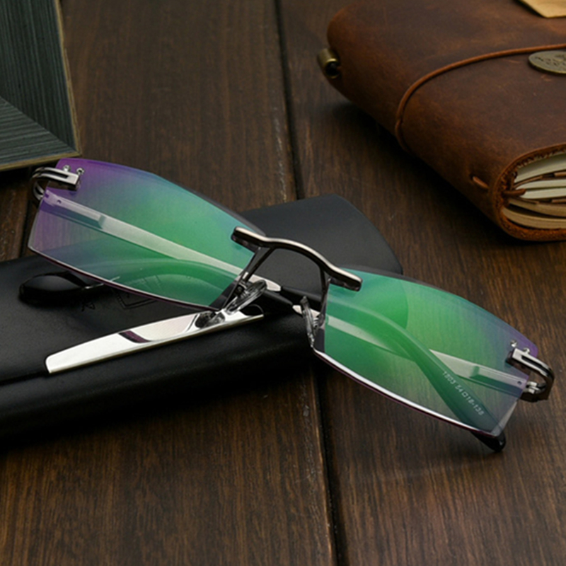 Diamond cut edge old flower glasses men and women no frame young old view mirror ultra light far view old light comfort old flower glasses