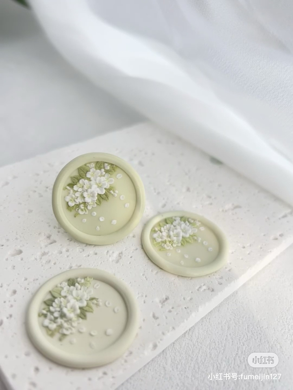 【Fumei Jin】Original｜Pear Blossom｜Embossed Seal Head Flower Season Series Multi-Layer New Fire Seal