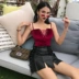 Yuki nhung da báo sling quần lọt khe mỏng gợi cảm cắt ngắn phần bên ngoài mặc một đầu ống