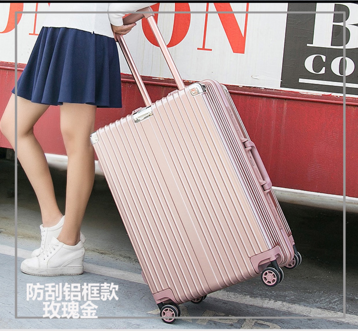 Khung nhôm hành lý xe đẩy trường hợp retro chống xước bánh xe phổ quát vali 20 inch nữ nam 26 sinh viên 24 mật khẩu 28 hộp - Va li vali vải
