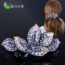 Pony tail clip Korean clip headwear hairclip elegant flower rhinestone top clip adult hair hairpin cross clip clip spring clip