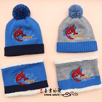 Plus velvet winter children Spider Man hat scarf gloves boy baby hat scarf gloves Superman wool hat