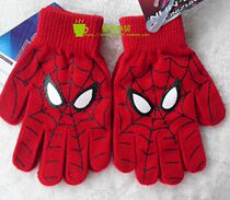 Thin childrens Spiderman gloves five finger gloves finger gloves wool boy writing gloves elastic