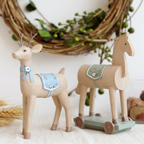 American country home decorations European retro small ornaments living room wine cabinet crafts creative gifts painted deer