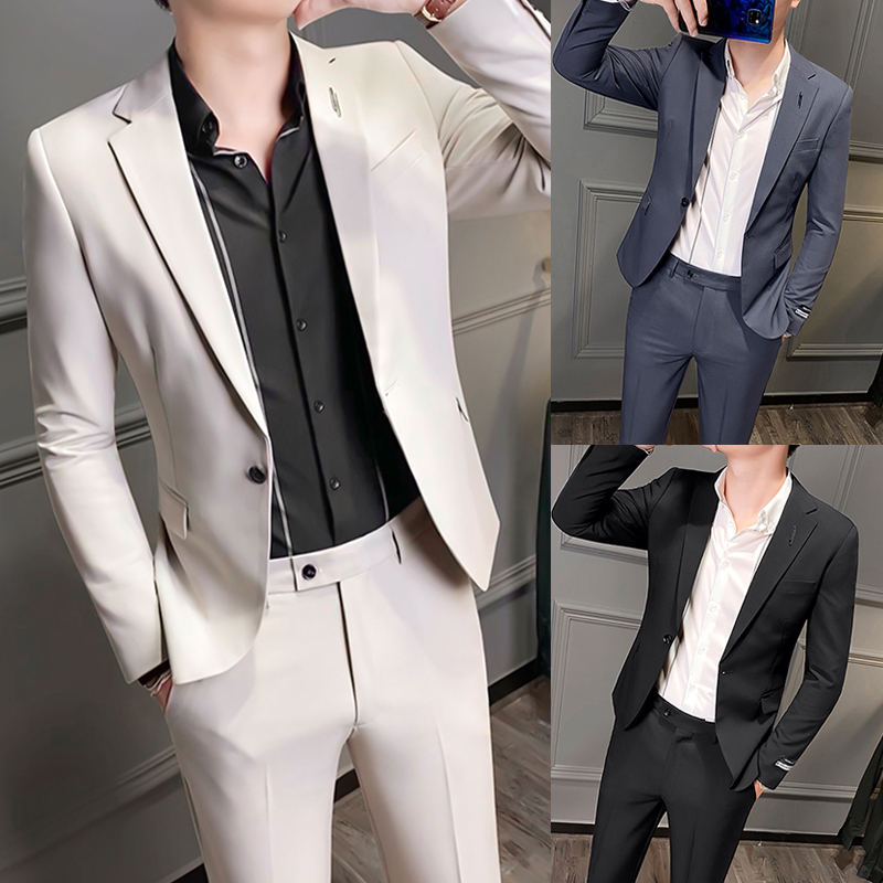 Western-style suit Men's business is loading Korean version Trend handsome and casual Little West Furnishing a set of Inn wedding gowns