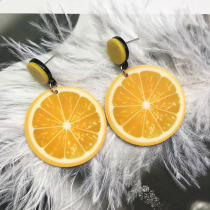 Korean temperament tide earrings European and American personality Net red exaggerated earrings cute orange Travel Holiday earrings ear clip