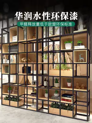 Shelf Bookcase Bookshelf Floor Solid Wood Modern Simple Living Room Wrought Iron Office Partition Screen Display Shelf