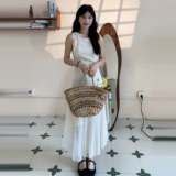 Белое летнее платье без рукавов, летняя весенняя длинная юбка
