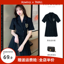 Summer dress 2022 New snow-spinning temperament black suit dress Conspicuely High End Woman Dress Gentle Wind Fat Mm