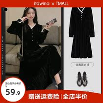 Golden Velvet Dress Dress Code Style Summer Tea Break Annual Meeting Do Nt Make Long Dresses Early Spring New Ladies Autumn 2022