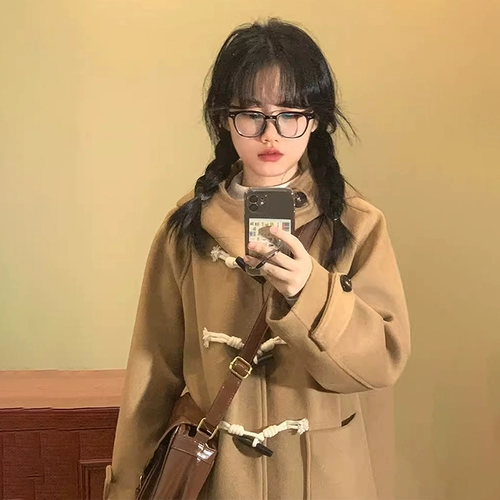 Демисезонное шерстяное пальто, демисезонная небольшая куртка, осенний плащ, средней длины, подходит для подростков