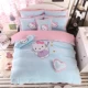 Váy ngủ kt Hello Kitty mùa đông pha lê nhung flannel nhung nhung ba hoặc bốn bộ của phụ nữ công chúa gió lông cừu