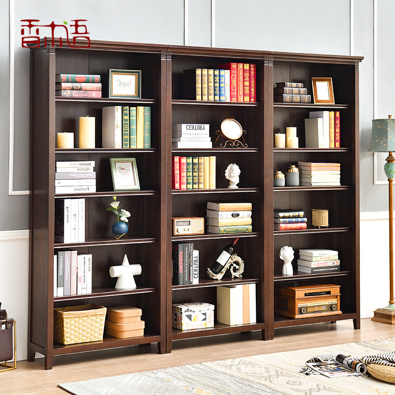 Full Solid Wood Bookcase American Bookcase Whole Wall Floor Combo Book Room Bookcase Display Of Display Case Multilayer Walnuts Wood