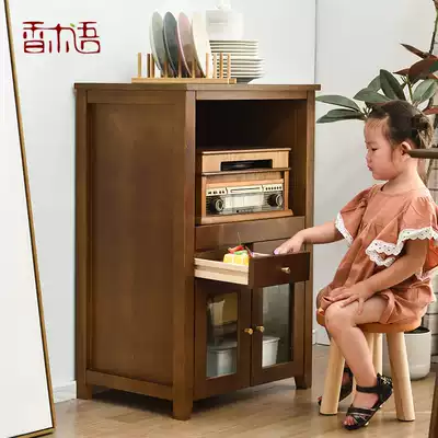 Solid wood sideboard cupboard cabinet with door kitchen storage cabinet microwave oven cabinet tea cabinet short cabinet assembly bookcase