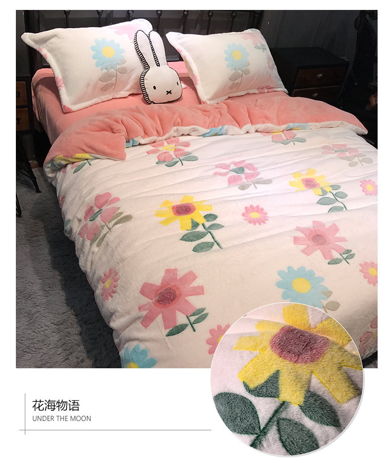 San hô chăn đơn mảnh đặt mùa đông dày hai mặt cộng với nhung đôi 200x230 flannel chăn đơn nữ chăn cotton