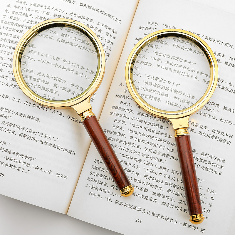 Handheld magnifying glass HD 10x Portable outdoor spot light ignition Children students Read with the elderly