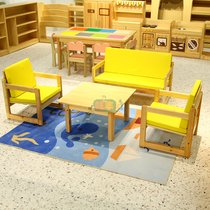 Pinewood straight patchwork sofa set Early education kindergarten childrens software double cute single armrest sofa set