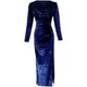 Dress women's spring and autumn 2022 new high-end atmospheric velvet feminine skirt V-neck sexy slim one-step skirt