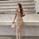 2022 autumn and winter new v-neck long skirt slim and slim women's skirt waist tight skirt bottoming bag hip dress