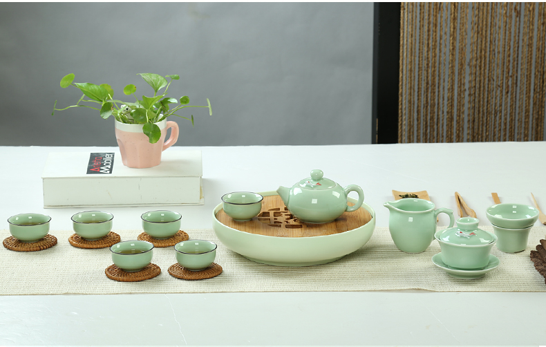 Bộ ấm trà gốm sứ Long Tuyền Bộ Bộ tách trà Kung Fu Bộ ấm trà Bộ ấm trà Chén trà Cup Cup Cup tách uống trà