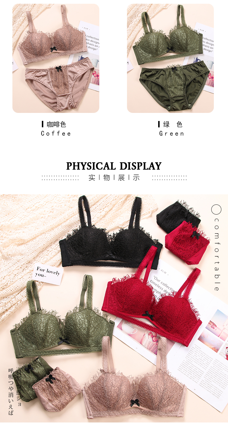 Đồ lót gợi cảm phù hợp với cô gái không có vòng thép dày ngực nhỏ thu thập áo ngực để nhận được sữa ngăn chặn áo ngực ren quần lót nữ cotton