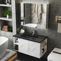 Light luxury bathroom cabinet combination wash face sink rock board all Basin modern simple toilet wash set