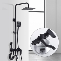 Black shower set household all copper body European bathroom shower thermostatic faucet shower shower shower set