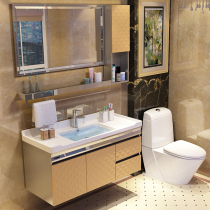 Bathroom cabinet combination wash table sink wash basin cabinet toilet Nordic stainless steel smart bathroom mirror hanging cabinet