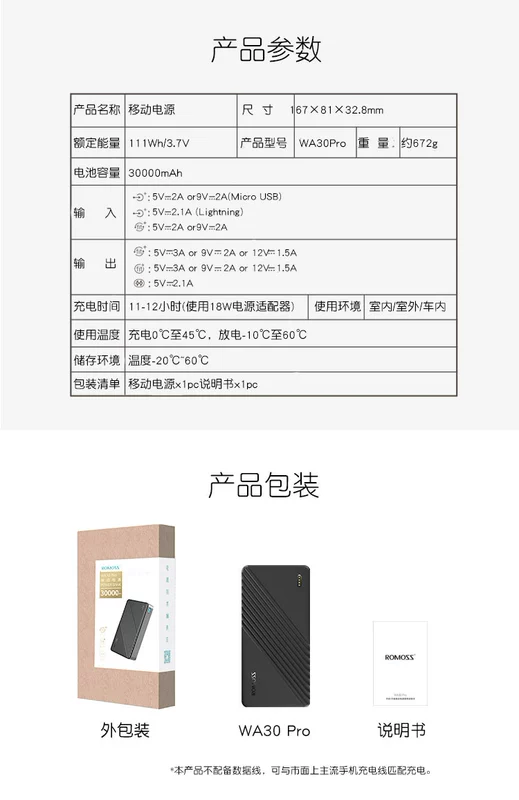 Romans Power Bank 30000mAh Type-c Sạc nhanh hai chiều 18W Power Bank PD Flash Charge Power Bank - Ngân hàng điện thoại di động