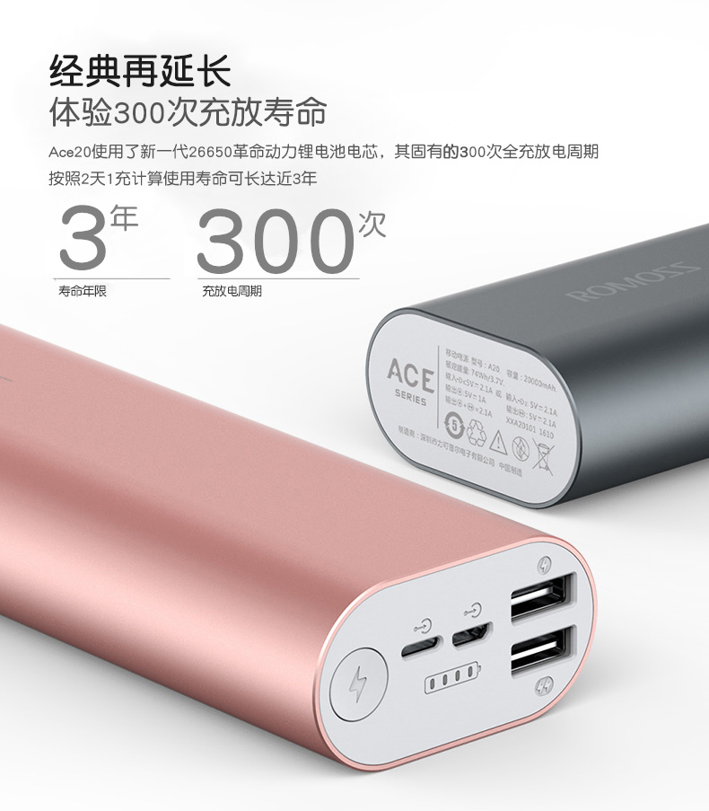 Rome chính thức sạc kho báu hợp kim 20000 mAh dung lượng lớn phổ dụng điện thoại di động ban đầu tùy chỉnh di động đích thực - Ngân hàng điện thoại di động pin dự phòng 10000mah