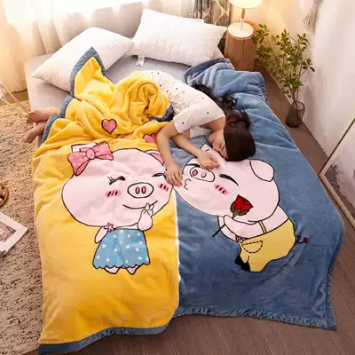 Coral velvet blanket winter thickened flannel Raschel mat bed summer nap summer thin quilt
