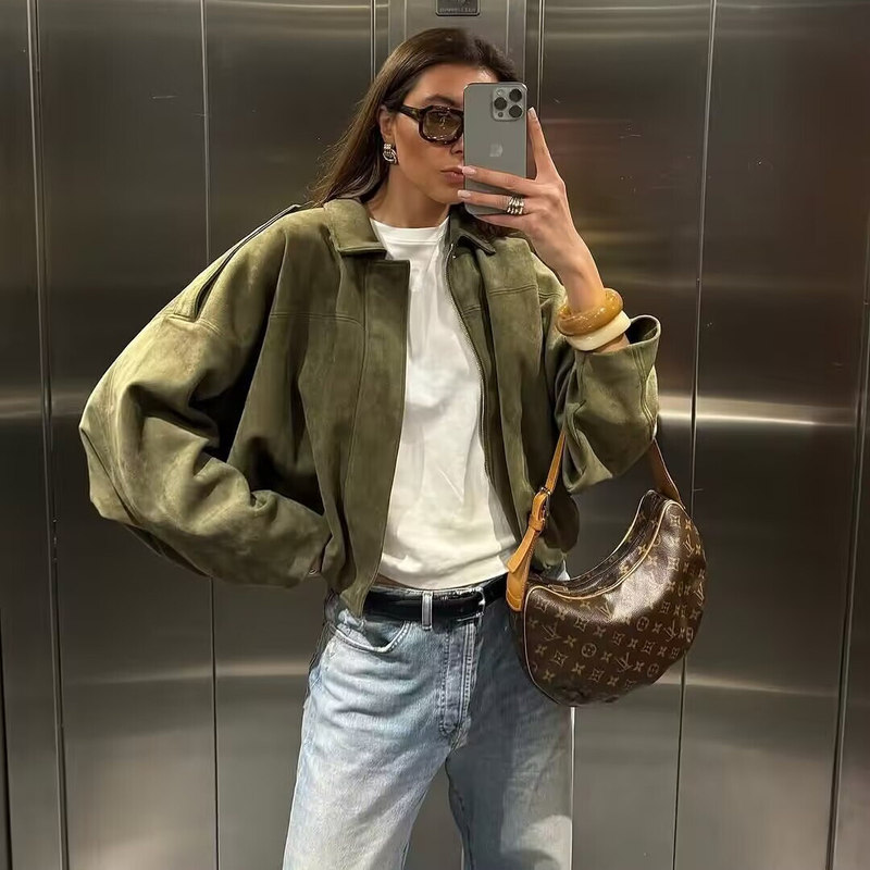 American Retro Imitation Deerskin Short Jacket for Women 2026 New Style High-End Lazy Loose Casual Jacket Top