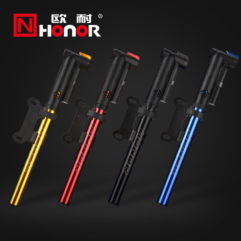 Onai mini portable pump bicycle riding with pressure gauge Mountain bike high pressure aluminum alloy trachea