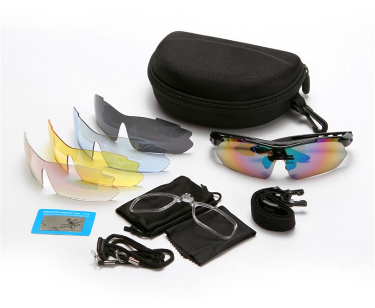 08 Outdoor wind - proof glasses Cycling Polarized Goggles Movement Sunglasses 5 color set tactical glasses anglers