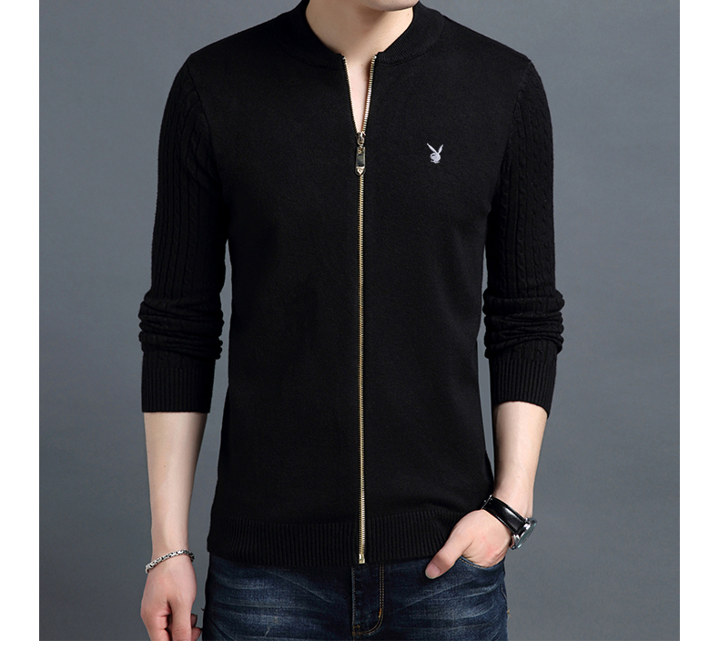 Playboy áo len mùa thu mới nam đứng cổ áo cardigan phiên bản Hàn Quốc của áo len tự trồng thanh niên áo len nam áo nam đẹp