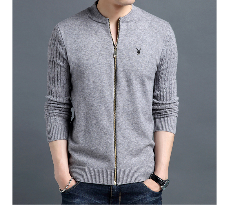 Playboy áo len mùa thu mới nam đứng cổ áo cardigan phiên bản Hàn Quốc của áo len tự trồng thanh niên áo len nam áo nam đẹp