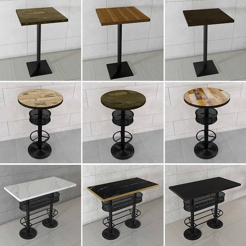 Retro minimalist high bar table bar western dining table and chair combination high table quiet bar clear bar KTV wall bar counter custom