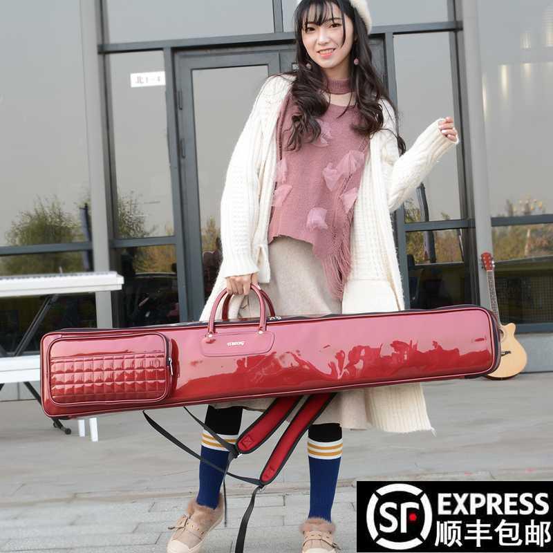 Shunfeng waterproof thickening sponge guchin bag paint pigment guqin bag, crystal leather national instrument Guqin backpack bright leather