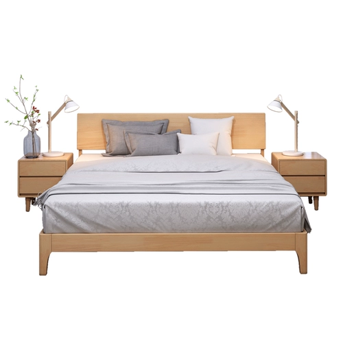 100%полная деревянная северная кровать двойной 1,8 метра японская простота и современная 1,5 м дубная кровать главная спальня